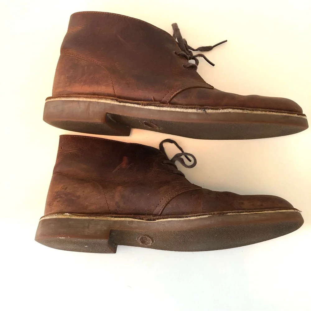 Clarks Bushacre 2 Beeswax Leather Chukka Boots Men’s 8 Brown Lace Up Ankle Shoes